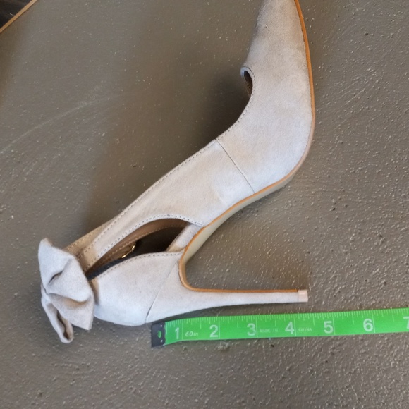 Jolimall Cream Colored,Bow-Tye Back, Adjustable Ankle Strap, Pointed Toe Heels - Picture 13 of 14
